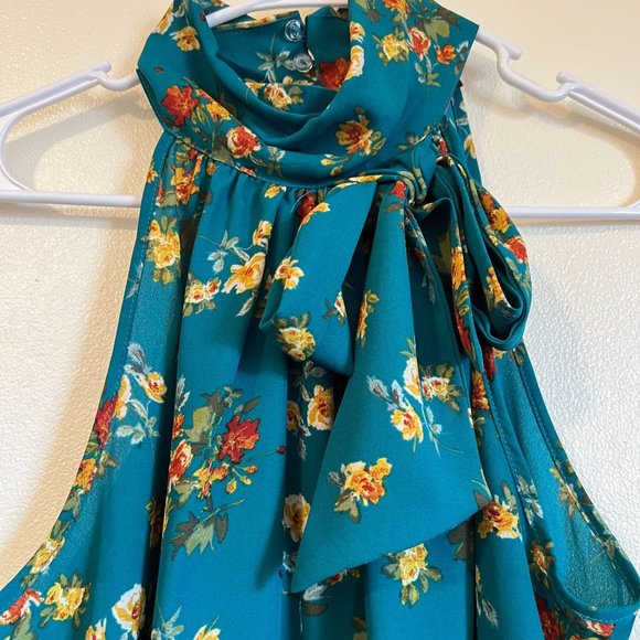 NY&C TALL BOW-NECK HALTERNECK BLOUSE, SIZE M - Picture 3 of 14